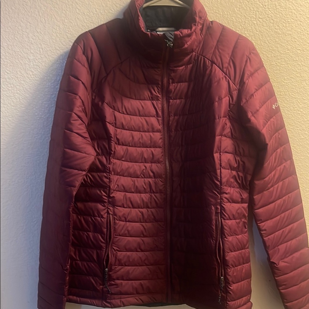 Columbia Red Puffer Jacket with Quilted Design